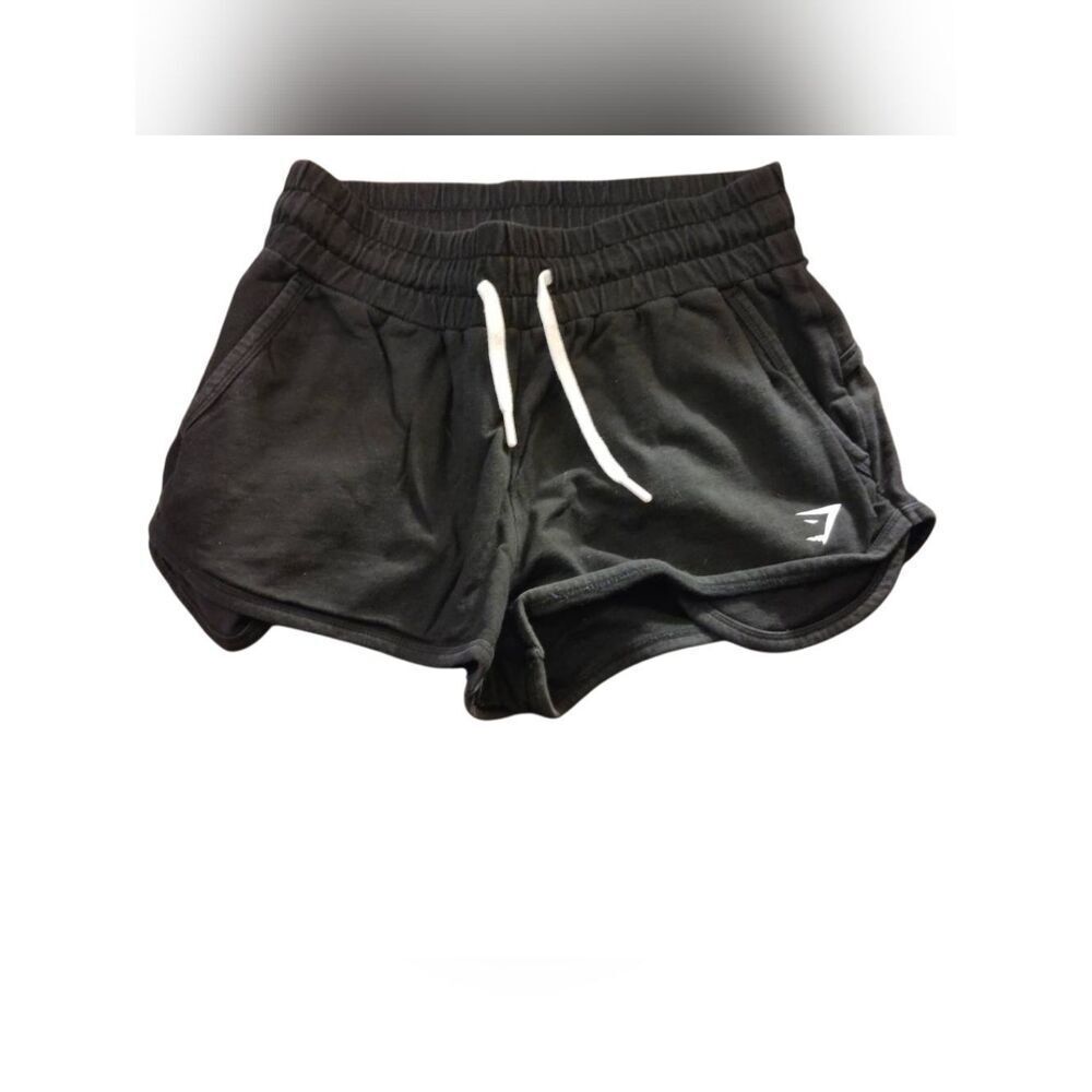 Gymshark  Black Athletic(Slightly Faded)Drawstring Shorts w White Logo(331)